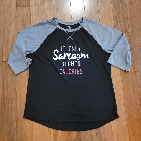 Athletic Black and Gray Jersey If Only Sarcasm Burned Calories Size XXL - Picture 1 of 4